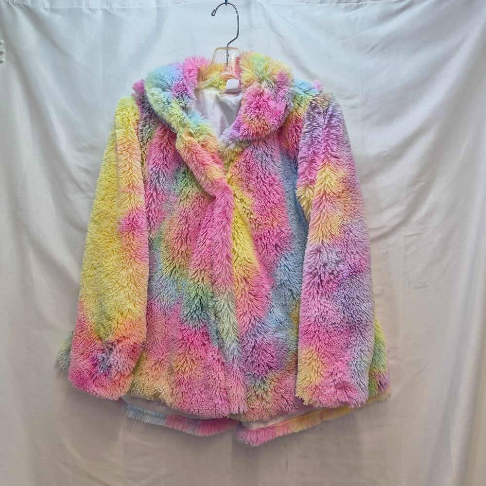Shane Lee Pastel Rainbow Plush Fuzzy Jacket Oversized SM Cloudcore Dopamine USA